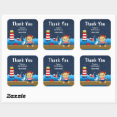 Nautical Girl Monkey Red Birthday Party Vierkante Sticker (Vel)