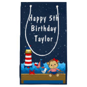 Nautical Girl Monkey Red en marine Happy Birthday Klein Cadeauzakje (Voorkant)