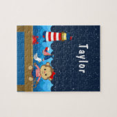 Nautical Girl Monkey Red en marine Legpuzzel (Horizontaal)