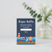 Nautical Girl Monkey Red en Navy Diaper Raffle Informatiekaartje (Staand voorkant)