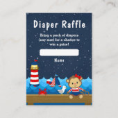 Nautical Girl Monkey Red en Navy Diaper Raffle Informatiekaartje (Voorkant)