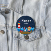 Nautical Girl Monkey Red- en Navy-mammie Ronde Button 7,6 Cm (In situ)