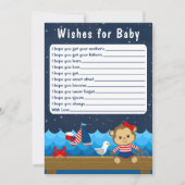 Nautical Girl Monkey Red en Navy willen Baby Kaart (Voorkant)