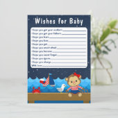Nautical Girl Monkey Red en Navy willen Baby Kaart (Staand voorkant)