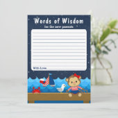 Nautical Girl Monkey Red en Navy Words of Wisdom Kaart (Staand voorkant)