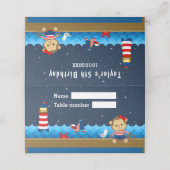 Nautical Girl Monkey Red Navy Birthday Seat Plaatskaartje (Buitenkant ongevouwen)