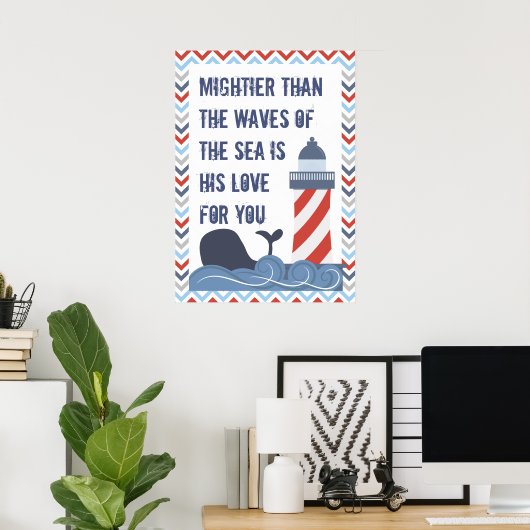 Nautical God is Mighty Psalm 93 Large Poster (Thuiskantoor)