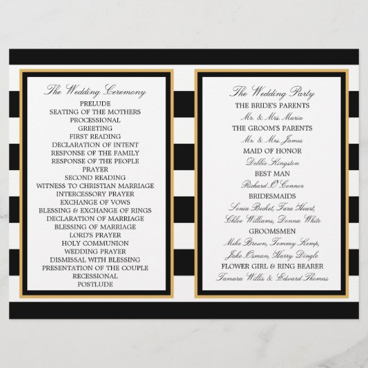 Nautical Gold Anchor, Black/Gold Wedding Program (Achterkant)