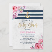 Nautical Gold Anchor  Floral Baby shower Kaart (Voorkant)