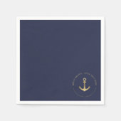 Nautical Gold Anchor Logo Napkins Servet (Voorkant)