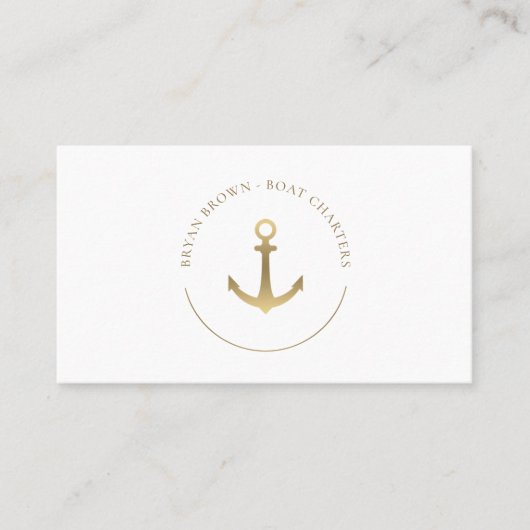 Nautical Gold Anchor Logo Visitekaartje (Voorkant)
