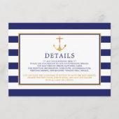 Nautical Gold Anchor, marine & Gold Wedding Detail Informatiekaartje (Voorkant)