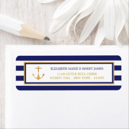  Nautical Gold Anchor, marine & Gold Wedding Etiket