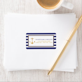  Nautical Gold Anchor, marine & Gold Wedding Etiket