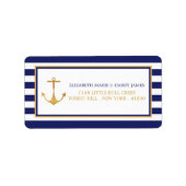 Nautical Gold Anchor, marine & Gold Wedding Etiket (Voorkant)