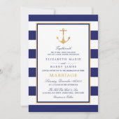  Nautical Gold Anchor, marine & Gold Wedding Kaart (Voorkant)