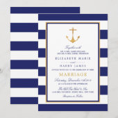  Nautical Gold Anchor, marine & Gold Wedding Kaart (Voorkant / Achterkant)