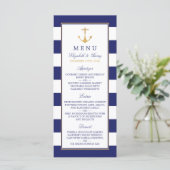  Nautical Gold Anchor, marine & Gold Wedding Menu (Staand voorkant)