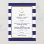 Nautical Gold Anchor, marine & Gold Wedding Menu (Voorkant)