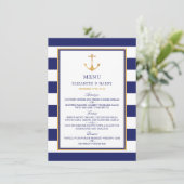 Nautical Gold Anchor, marine & Gold Wedding Menu (Staand voorkant)