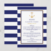  Nautical Gold Anchor, marine & Gold Wedding Menu (Voorkant / Achterkant)