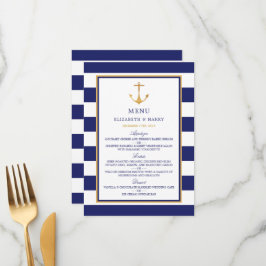  Nautical Gold Anchor, marine & Gold Wedding Menu