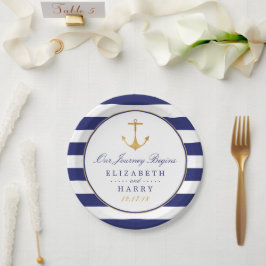  Nautical Gold Anchor, marine & Gold Wedding Papieren Bordje