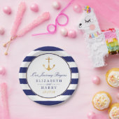  Nautical Gold Anchor, marine & Gold Wedding Papieren Bordje (Feest)