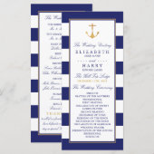 Nautical Gold Anchor, marine & Gold Wedding Programmakaart (Voorkant / Achterkant)