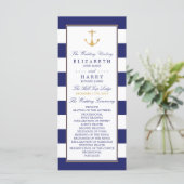  Nautical Gold Anchor, marine & Gold Wedding Programmakaart (Staand voorkant)