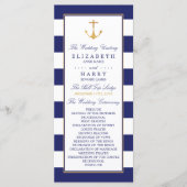 Nautical Gold Anchor, marine & Gold Wedding Programmakaart (Voorkant)