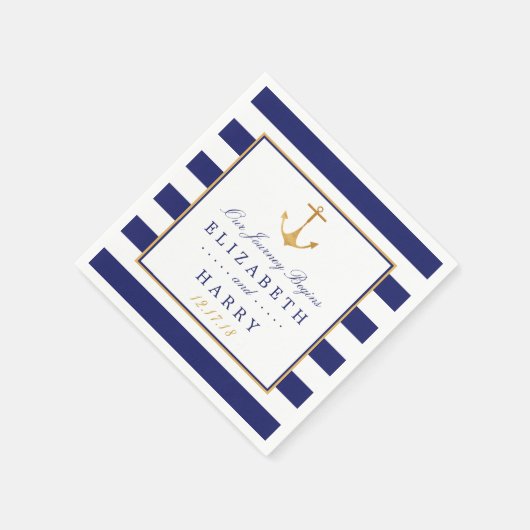  Nautical Gold Anchor, marine & Gold Wedding Servet (Hoek)