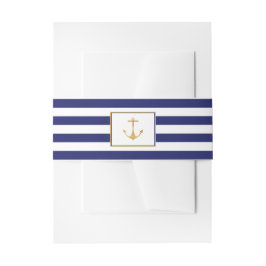 Nautical Gold Anchor, marine & Gold Wedding Uitnodigingen Wikkel