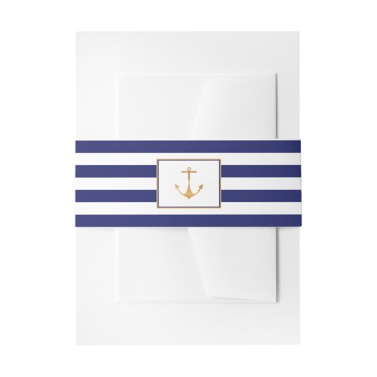 Nautical Gold Anchor, marine & Gold Wedding Uitnodigingen Wikkel (Voorkant Voorbeeld)