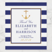  Nautical Gold Anchor, marine & Gold Wedding Wijn Etiket (Enkel label)