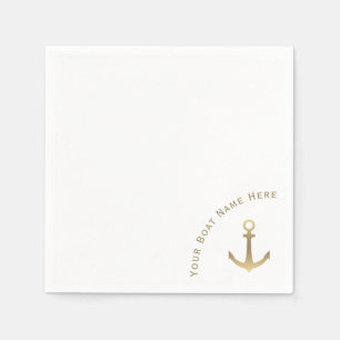 Nautical Gold Anchor - naam van de boot Servet
