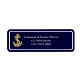Nautical Gold Anchor Navy BG White Lijst 2 Etiket (Voorkant)