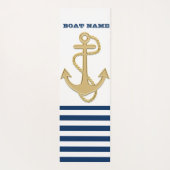 Nautical, Gold Anchor Navy Blue White Stripes Bath Yogamat (Achterkant)