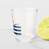 Nautical, Gold Anchor Navy Blue White Stripes Shot Glas (Rechts)