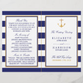 Nautical Gold Anchor, Navy/Gold Wedding Program (Voorkant)