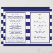 Nautical Gold Anchor, Navy/Gold Wedding Program (Voorkant / Achterkant)