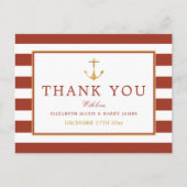 Nautical Gold Anchor, Red Brick & Gold Hartelijk d Briefkaart (Voorkant)