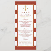 Nautical Gold Anchor, Red Brick & Gold Wedding Menu (Voorkant)