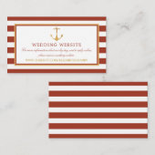 Nautical Gold Anchor, Red Brick Wedding Website Informatiekaartje (Voorkant / Achterkant)
