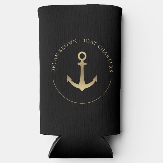 Nautical Gold Anchor Seltzer Koelbox Blikjeskoeler (Voorkant)