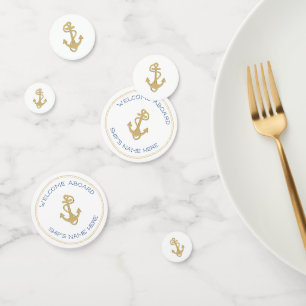 Nautical Gold Anchor Shipboard Party Custom Confetti