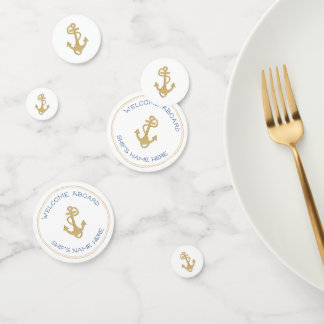Nautical Gold Anchor Shipboard Party Custom Confetti