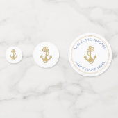 Nautical Gold Anchor Shipboard Party Custom Confetti (Achterkanten)