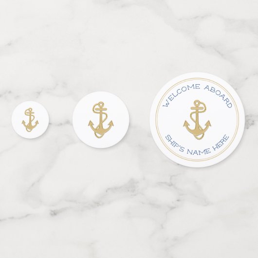 Nautical Gold Anchor Shipboard Party Custom Confetti (Achterkanten)