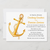 Nautical Gold Anchor Wedding Beach Summer Kaart (Voorkant)